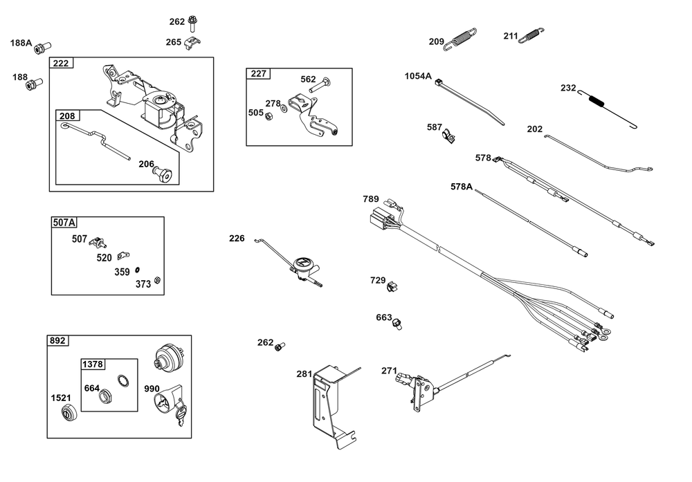 Controls Group Diagram and Parts List for 386447-3337-F1 200000 - 399999 Briggs and Stratton Engine